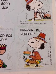 vintage Hallmark Thanksgiving Peanuts Gang Snoopy sticker sheet *damaged*