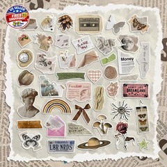 300 Pcs Vintage Stickers, Junk Journal Supplies, Cute Stickers for Journaling Su