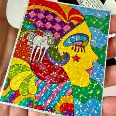 Psychedelic Unicorn Prism Sticker Retro 70s Pop Art Surrealist Decal