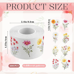 500Pcs Wildflower Stickers Self-Adhesive Waterproof Colorful Floral Paper