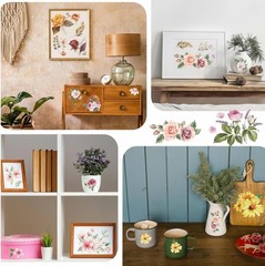 Floral Rub on Transfers: 12 Sheets for Vivid Craft and Home Decor, 5.5×5.7 Inch