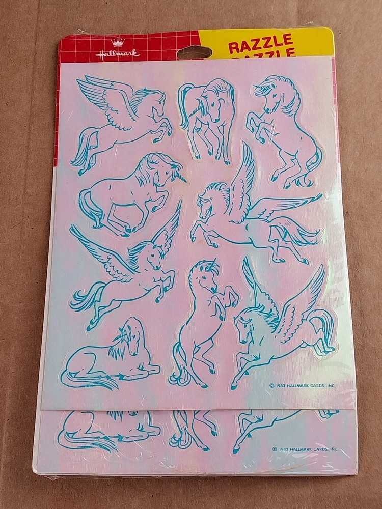 Vintage Sealed Hallmark Razzle Dazzle Stickers 1983 Unicorns 2 Sheets Rare