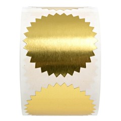 Shiny Gold Starburst Seal Stickers – 500 Blank 2″ Sun Shape Embossing Labels