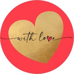 Heart-Shaped Red Labels with Gold Foiling
