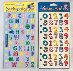 2 Stickopotamus Binder Sticker Sheets Sets Numbers Gingham Letters SEALED NOS