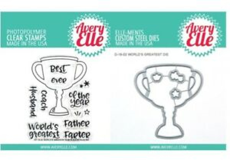 Avery Elle Clear Cling Stamps N Metal Cutting Die Set WORLD’S GREATEST