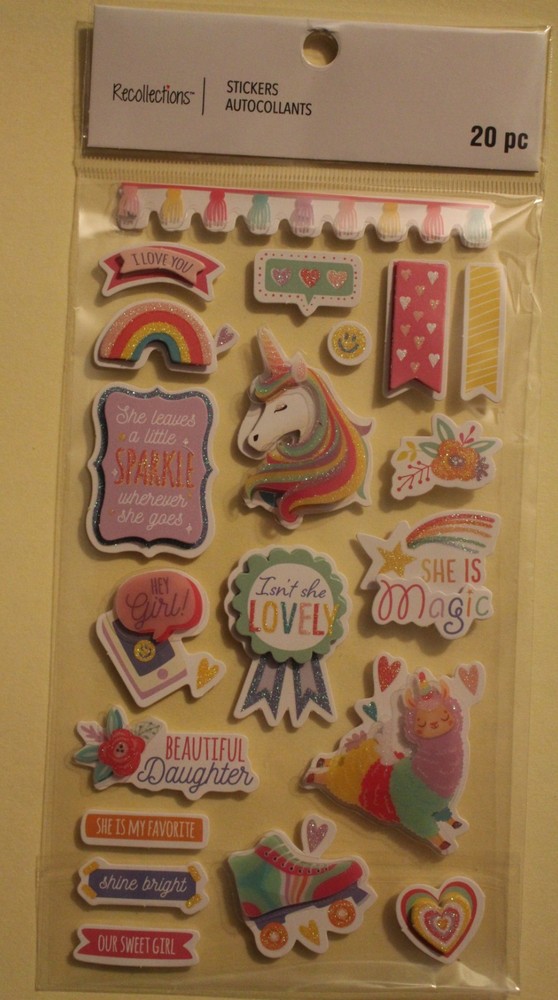 New Recollections Scrapbooking Sticker UNICORNS Dauger Lovely Magic Love Sparkle