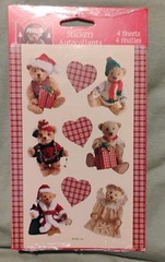 Vtg American Greetings AGC Teddy Bear Plaid Christmas Hearts 4 Sheets Stickers