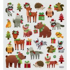 Scrapbooking Crafts Stickers Christmas Animals Bear Birds Fox Deer Hats Trees