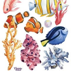 Violette Stickers – Fish in the Ocean – 1 Sticker Sheet for Stationary & More