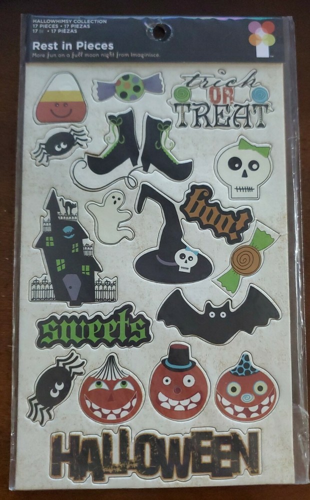 Imaginisce Hallowhimsy Collection Rest in Pieces Halloween chipboard stickers