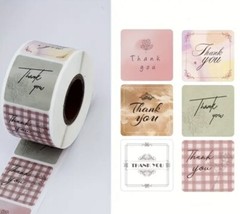 500 pcs Sticker Seals Roll Thank You 1.2″ Square #B Semi Gloss Self Adhesive NEW