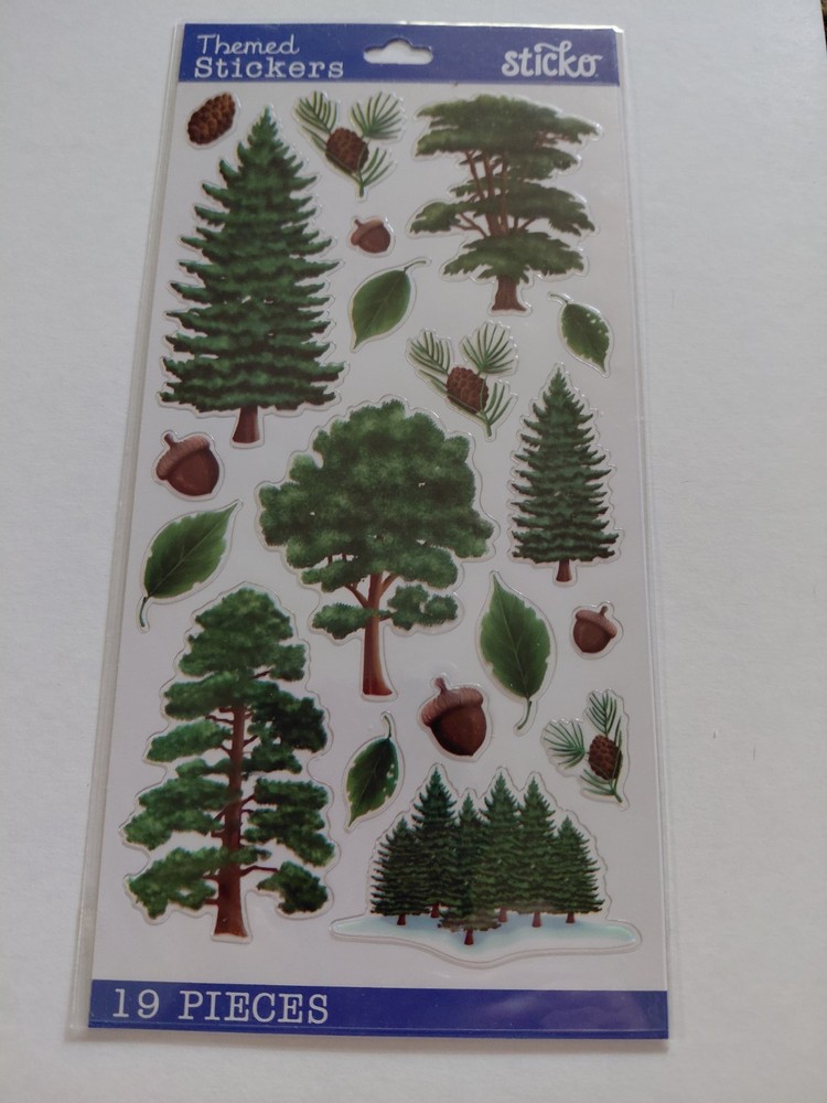 Crafts Stickers Sticko Majestic Trees Pine cones Acorns Snow Leaves