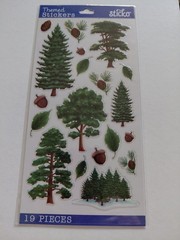 Crafts Stickers Sticko Majestic Trees Pine cones Acorns Snow Leaves