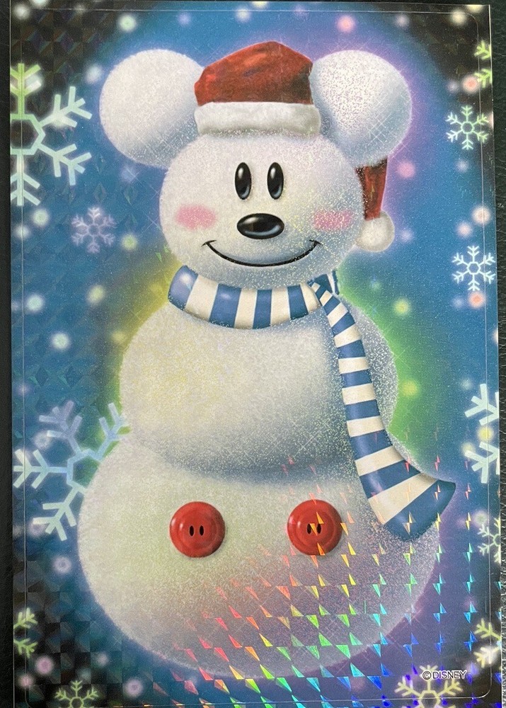 Disney Tokyo Disneyland Christmas Mickey Snowman Prism Sticker Vintage New