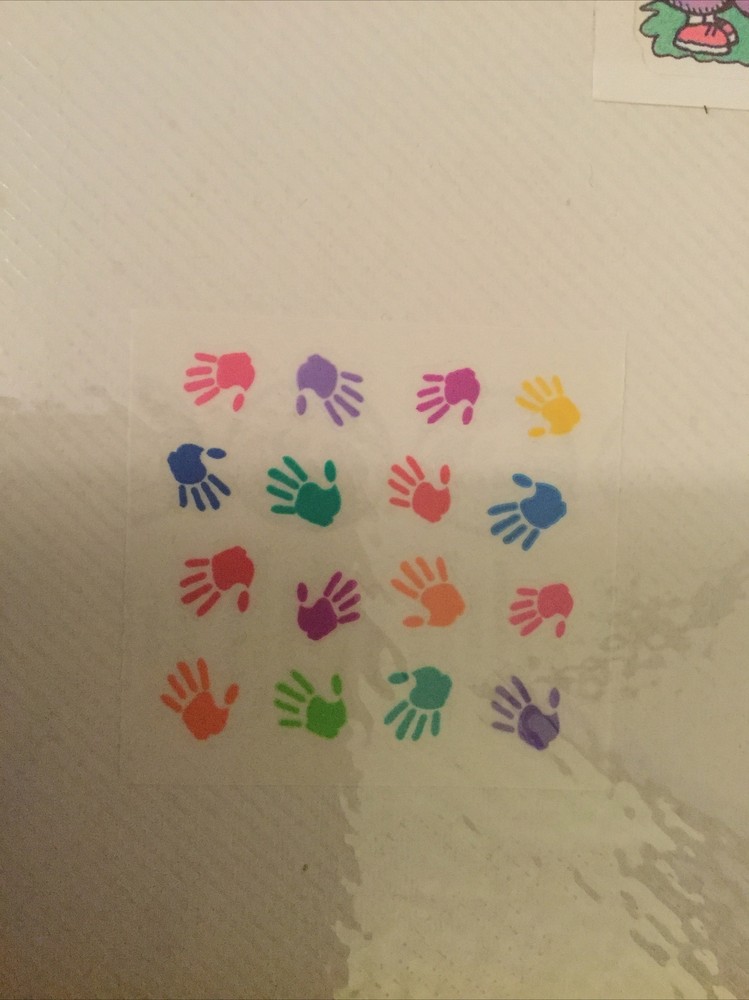 Vintage Sandylion Module Sticker Sheet Colorful Handprints