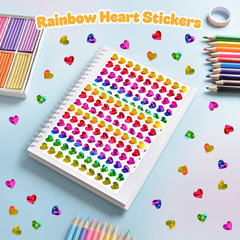 1800Pcs Holographic Heart Stickers, 0.6in Rainbow Tiny Stickers for Kids Rewa…