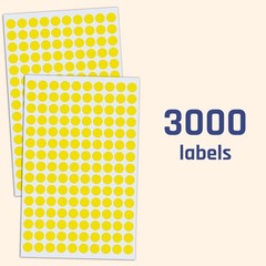 3000-Pack Yellow Round Dot Stickers 3/8 inch, Self-Adhesive Labels