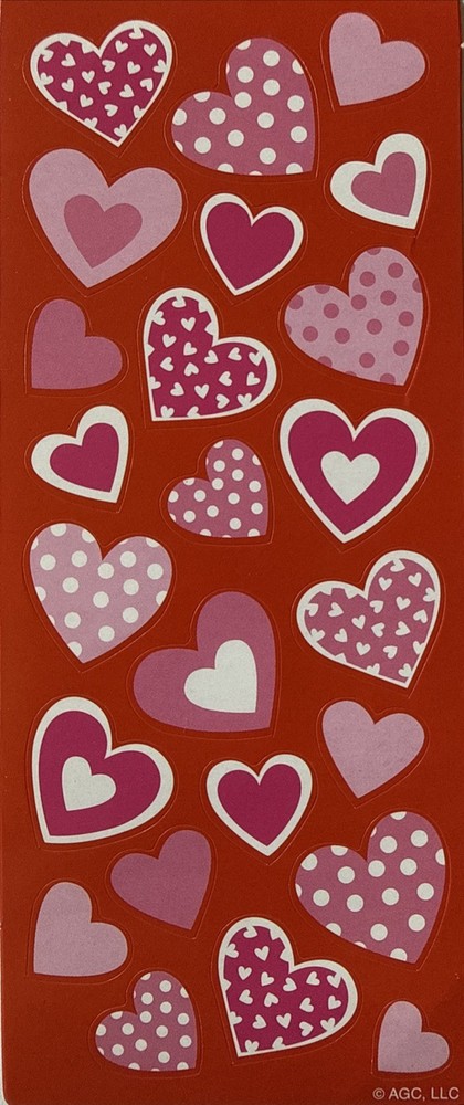 PINK/WHITE HEART ASSORTMENT Stickers(24pc) AGC•Valentines•Love•Card Making•