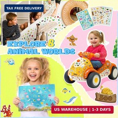 1300+ Stickers for Kids, 8 Sheets Cute Animal Stickers Bulk for Classroom Crafts