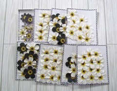 Daisies Layered paper flowers Black white daisy gem embellishment Fall 8 package