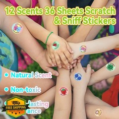 VKPI Scratch Sniff Stickers 864pc 12 Scents Reward Kids Crafts Party Favors