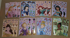 Princess Make-a-face Stickers DIY Party Favors Crafts 16 Sheets 8 Designs