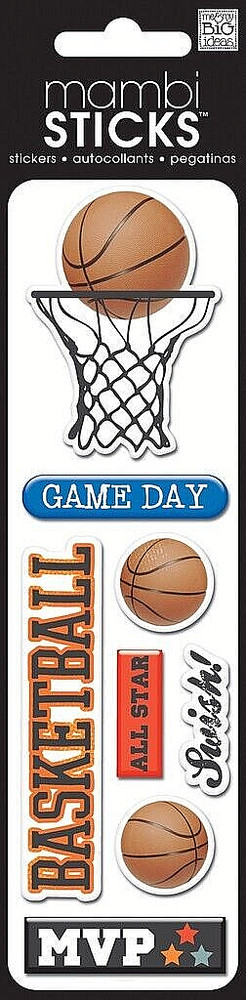 Me and My Big Ideas mambiSTICKS Puffy Stickers – BASKETBALL – 8 pcs
