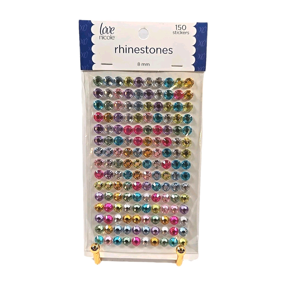 New Love Nicole Multicolor Rhinestone Stickers 8MM Craft Embellishment 150 Count