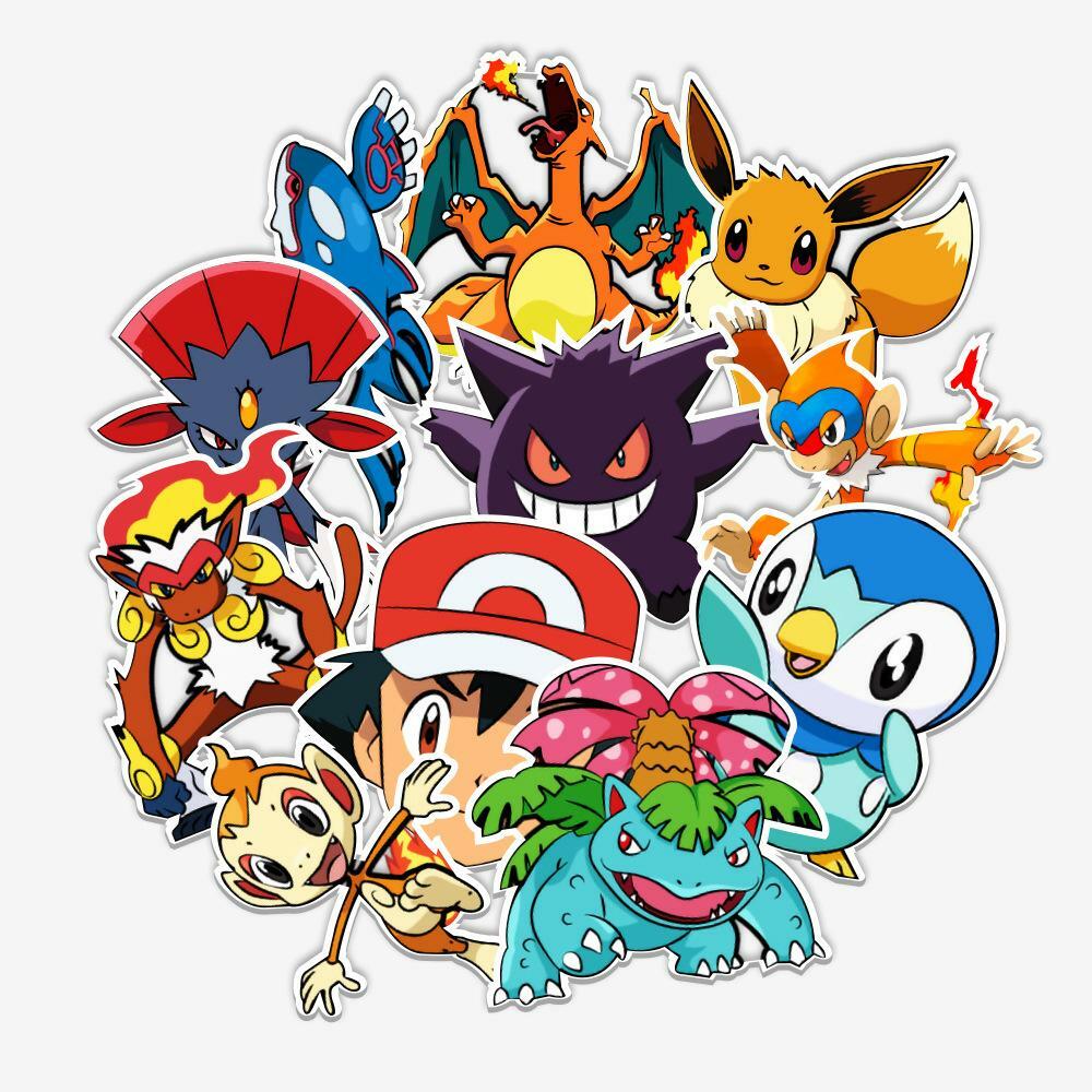 Pokemon Pikachu Stickers Skateboard Vinyl Laptop Luggage Decal Hydro Flask 50pc
