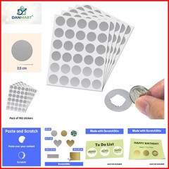 150 Pack, 1″ Scratch Off Stickers Labels, Round Circle – Silver