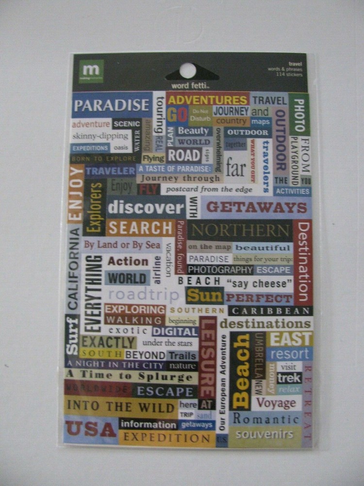 Making Memories VACATION Word Fetti Stickers 114 Stickers NIP