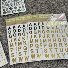 Crafter’s Square Rub-On Transfers Lot of 14 Gold Foil Alphabet Succulent Crafts