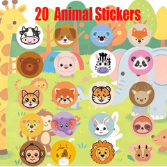 1000Pcs Animal Reward Stickers Roll, Waterproof Cute Cartoon Zoo Decals
