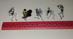 Skeleton Musician Stickers Lot Of 5 Halloween Music Skull Bones Spooky