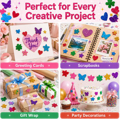 339 PCS Self Adhesive Glitter Foam Stickers – Heart, Star, Butterfly & Shapes f