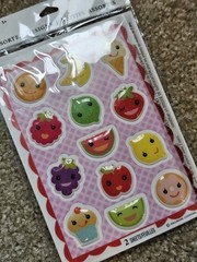 Stickeroni from Hallmark, Puffy Fruit Stickers, Banana Orange Lime Lemon Grape
