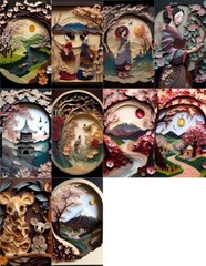 10 Pcs Asian Quilled Tags Junk Journal Scrapbook USA