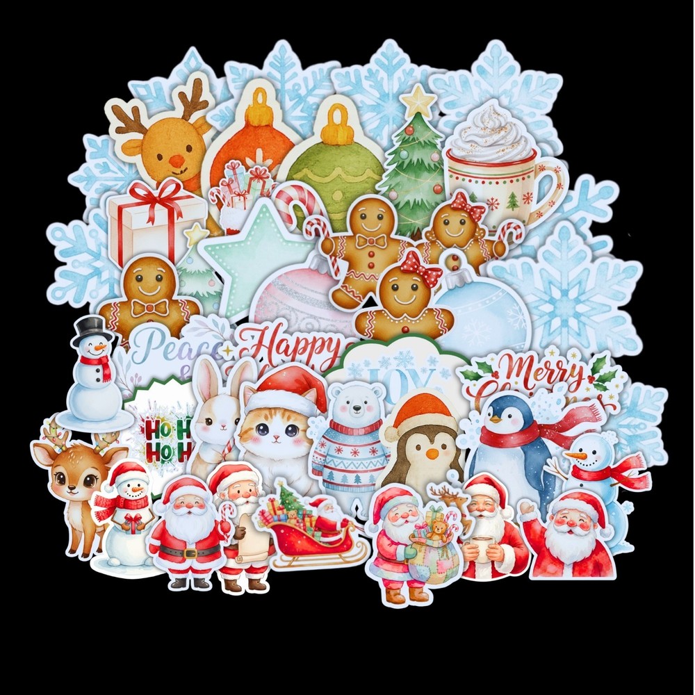 45 Christmas Watercolor Stickers Printable | Digital Download | Digital Stickers