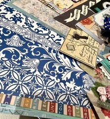 50 pcs Royal Blue Vintage Papercraft Ephemera, Junk Journal Scrapbook Supply