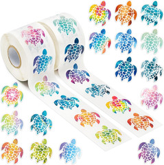 Spring Sea Turtle Sticker – 1000Pcs in 2 Rolls with 16 Patterns Cute Colorful Tu