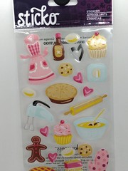 Sticko Stickers BAKING Apron, Mixer, Rolling Pin Pie Flour Cupcake 23 Pieces