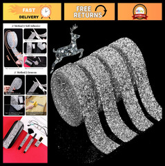 Rhinestone Ribbon Self-Adhesive Bling Stickers for DIY Crafts, Cars, Clothing –