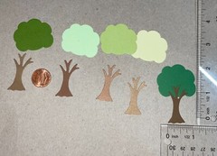 💚10 TREES cardstock paper die cut embellishments QK