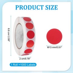1000pcs Red Round Stickers 0.5 Inch Self-Adhesive Stickers Label
