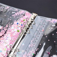 A6 Sticker Book Binder 6 Ring Reusable Pages 20 Sheets Glitter Sequin Japan NEW