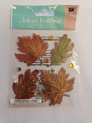 Fall Theme Leaves Gem Scrapbooking Stickers Jolee’s Boutique Glitter Dimensional