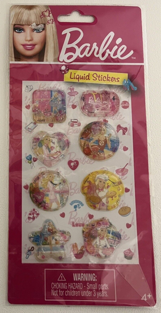Barbie Liquid Stickers 2010 Mattel Fashion Angel Set of 8 Scrapbook New Open Pkg