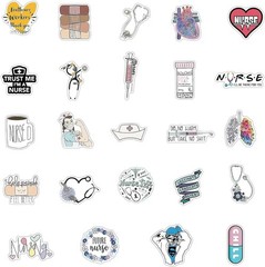 50 Pcs Cartoon Nurse Stickers – Waterproof Vinyl Decals for Smooth Surfaces