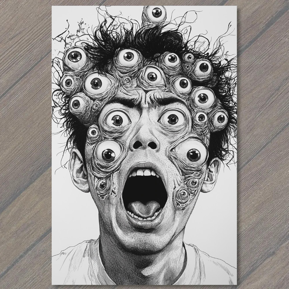 STICKER Mutated Face Boy Screaming Horror Eyeballs Nightmare Surreal Gross Wei